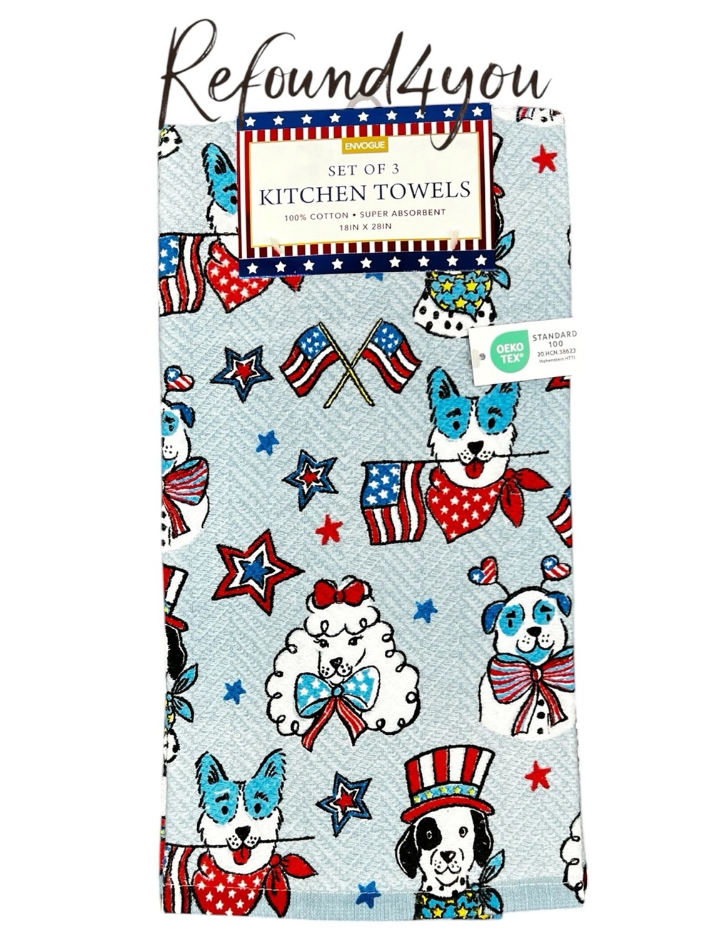 Envogue - ‘Patriotic Dogs’ Dish Towels (3). NWT. Last one!